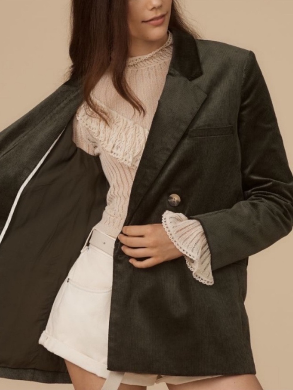 Anthropologie‎ Maeve Corduroy Double-Breasted Blazer
